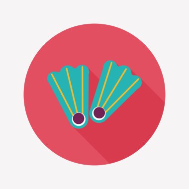 yüzgeçler uzun gölge ile dalış düz simgesi