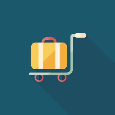 Vintage seyahat bavul, uzun gölge ile düz simgesi