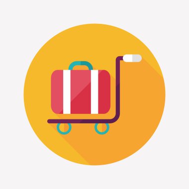 Vintage seyahat bavul, uzun gölge ile düz simgesi