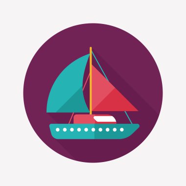 yelkenli ile uzun gölge düz simgesi