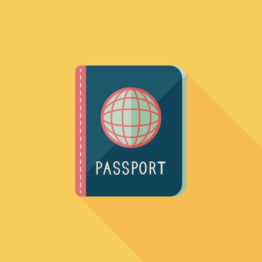 Passport simgesini, uzun gölge ile düz simgesi