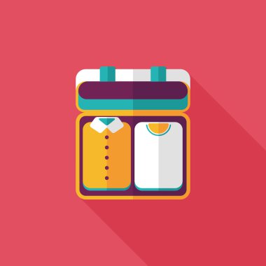 Vintage seyahat bavul, uzun gölge ile düz simgesi