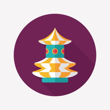 salıncak koltuk heyecan verici eğlence ride, uzun gölge ile düz simgesi