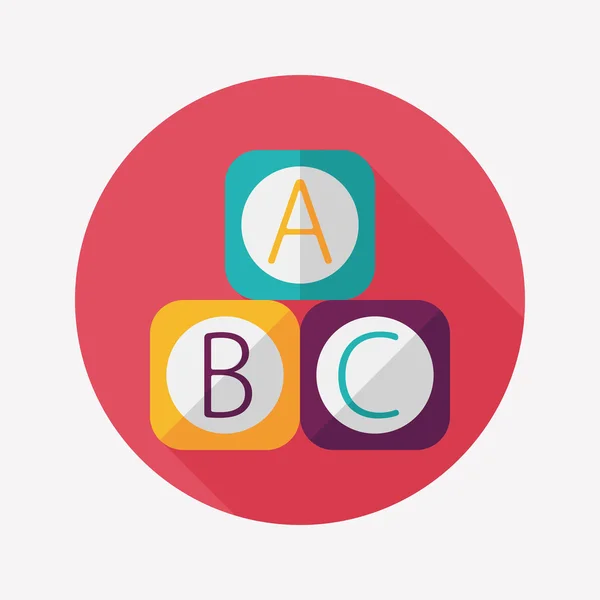 ABC block flat ikonen med långa skugga, eps 10 — Stock vektor