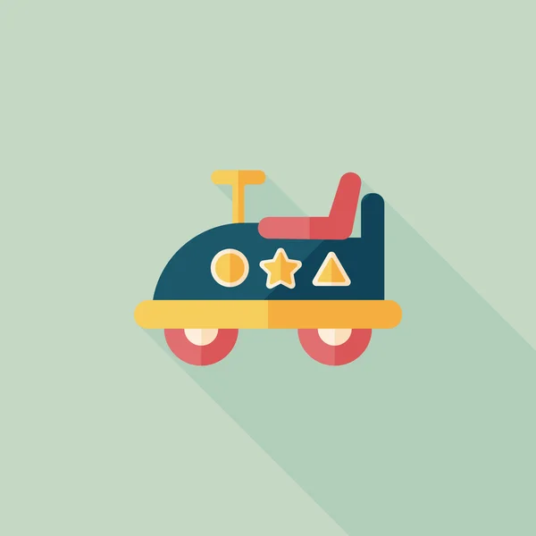 Oyuncak araba uzun gölge düz simgesiyle — Stok Vektör
