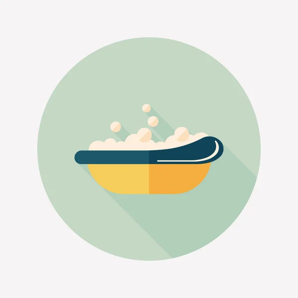 Baby bath baby flat icon with long shadow, eps10 — стоковый вектор