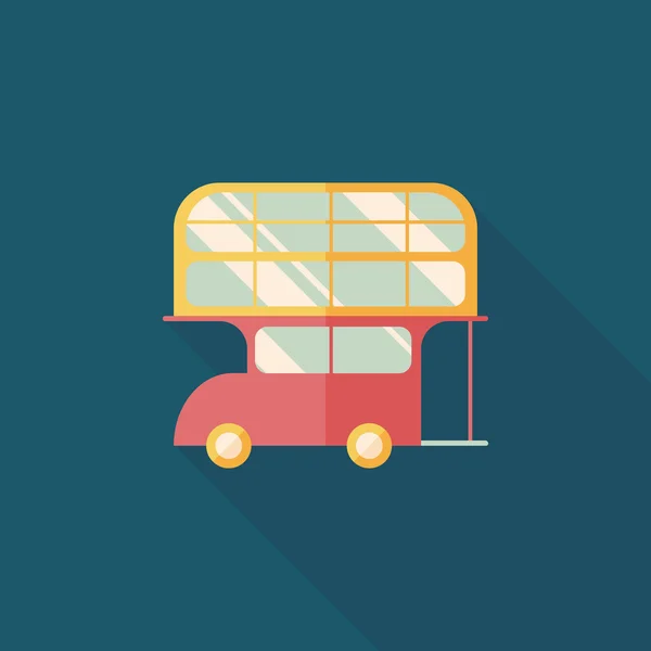 Transporte autobús icono plano con sombra larga — Vector de stock