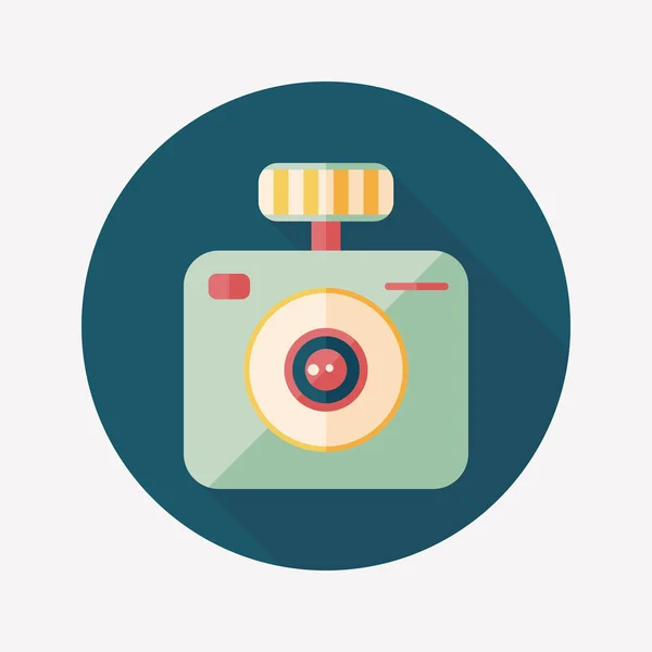 Camera flat icon with long shadow — Stock Vector