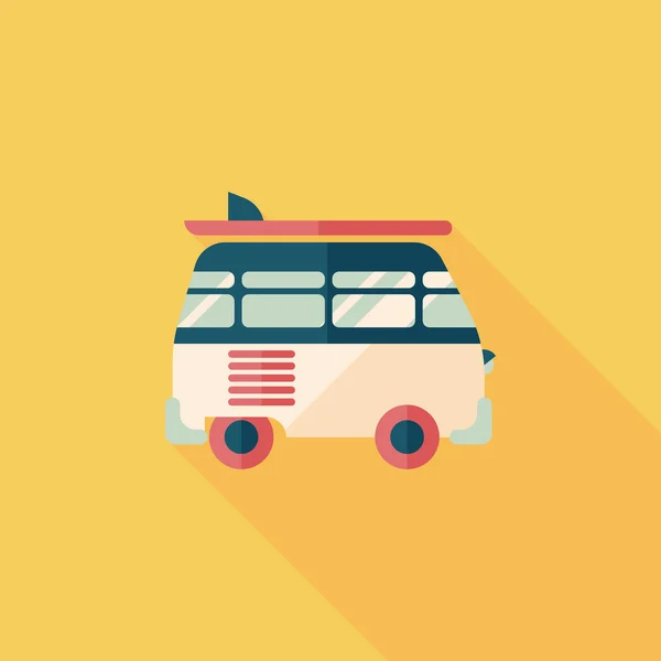 Transport Bus flache Ikone mit langem Schatten — Stockvektor