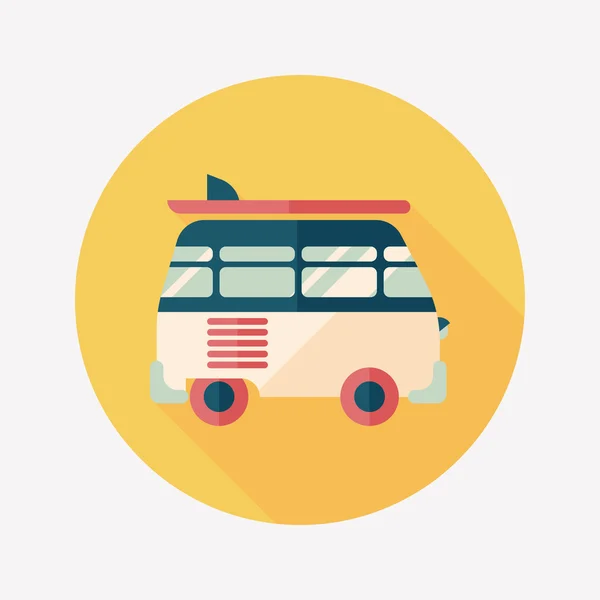 Doprava autobus ploché ikony s dlouhý stín — Stockový vektor