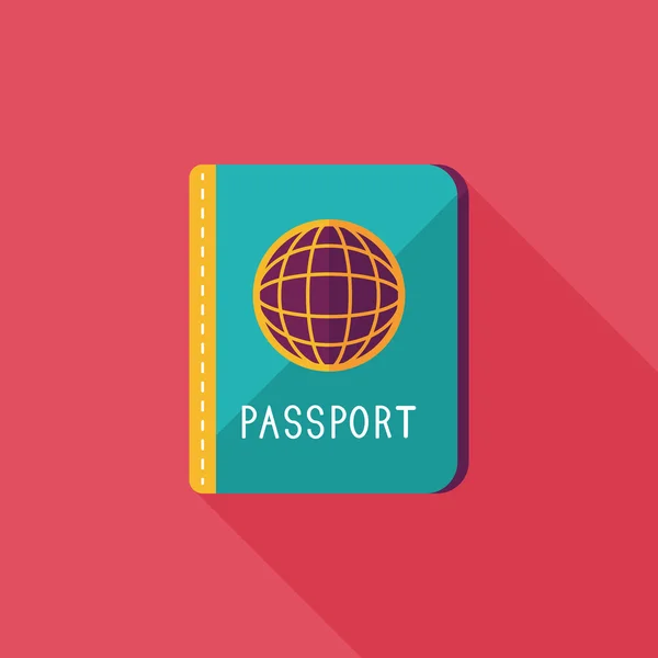 Passport icon, flat icon with long shadow — Stock Vector