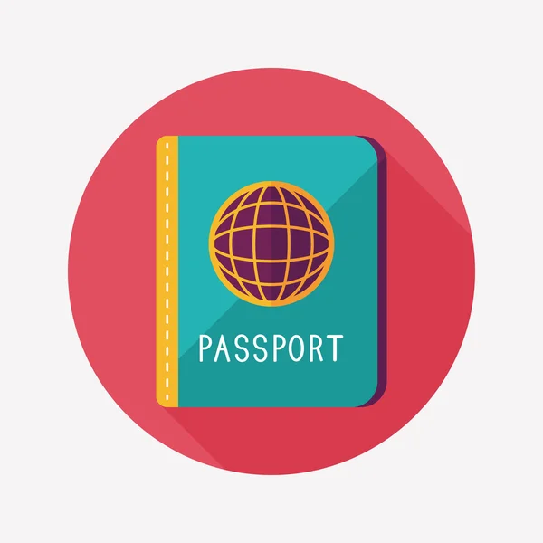 Passport icon, flat icon with long shadow — Stock Vector