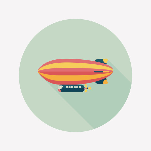 Airship flat icon with long shadow