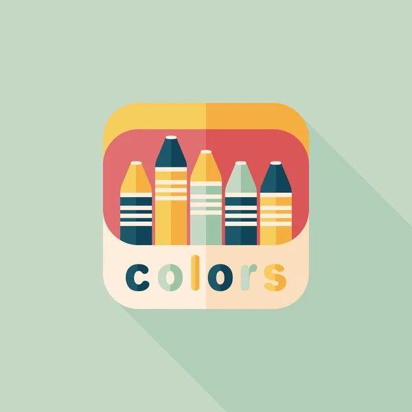 Цветные карандаши плоская иконка с длинной тенью, eps10 — стоковый вектор