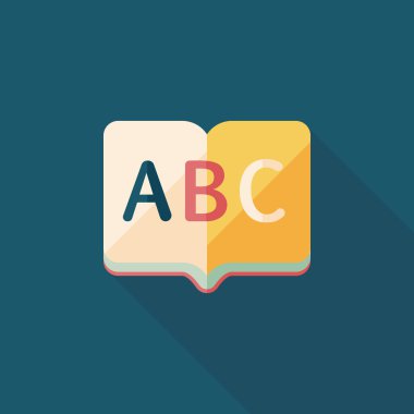 Sözlük kitap düz simgesi ile uzun gölge, eps10