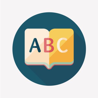 Sözlük kitap düz simgesi ile uzun gölge, eps10