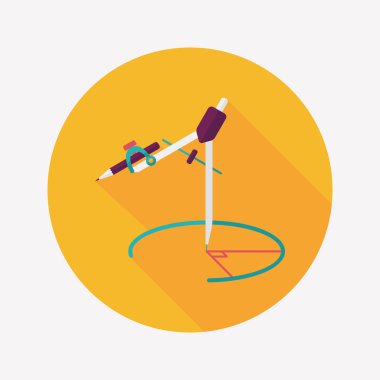 Pusula kalem düz simgesi ile uzun gölge, eps10