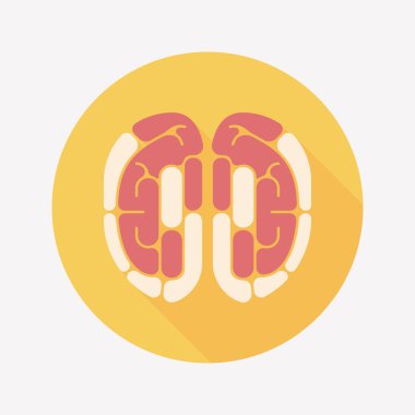 beyin uzun gölge düz simgesi