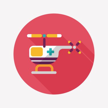 uzun gölge ile tıbbi helikopter düz simgesi