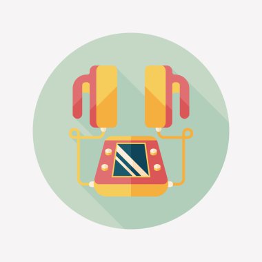 uzun gölge ile kalp şok cihazı düz simgesi