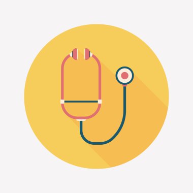 steteskop düz simgesi ve uzun gölgesi