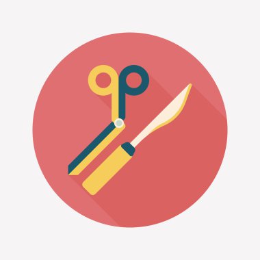 cerrahi alet düz uzun gölge simgesiyle