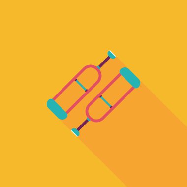 koltuk değneği ile uzun gölge düz simgesi