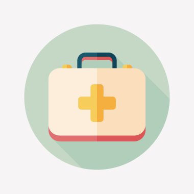 uzun gölge ile ilk yardım kiti düz simgesi