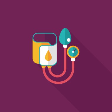 Tansiyon Aleti uzun gölge düz simgesi