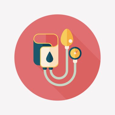 Tansiyon Aleti uzun gölge düz simgesi