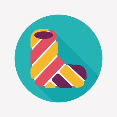 Kırık bacak alçı düz simgesi ile uzun gölge