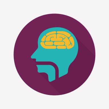 beyin uzun gölge düz simgesi