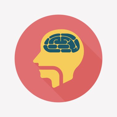 beyin uzun gölge düz simgesi