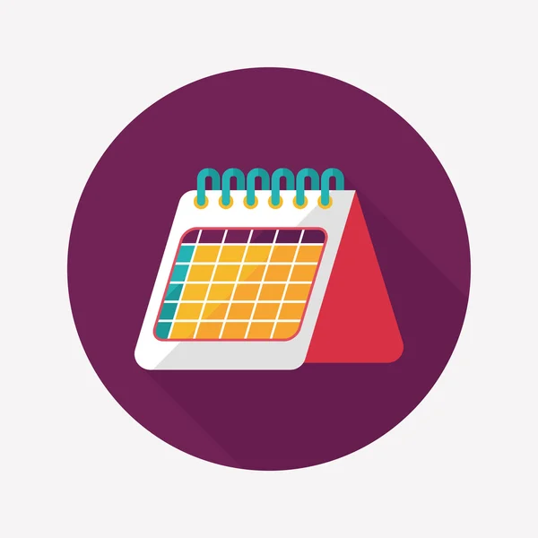 Icono plano de calendario con sombra larga, eps10 — Vector de stock