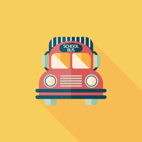 Icône plate de bus scolaire avec ombre longue, eps10 — Image vectorielle