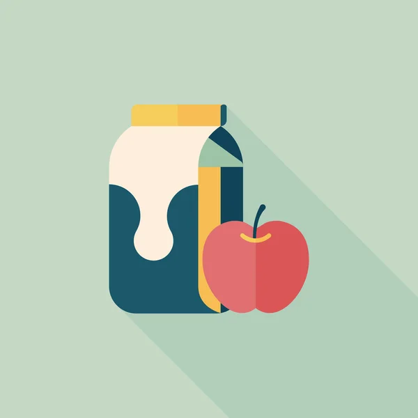 Mléko a apple ploché ikony s dlouhý stín, eps10 — Stockový vektor
