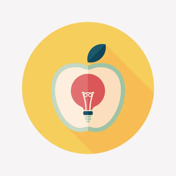 Ampoule en pomme icône plate avec ombre longue, eps10 — Image vectorielle