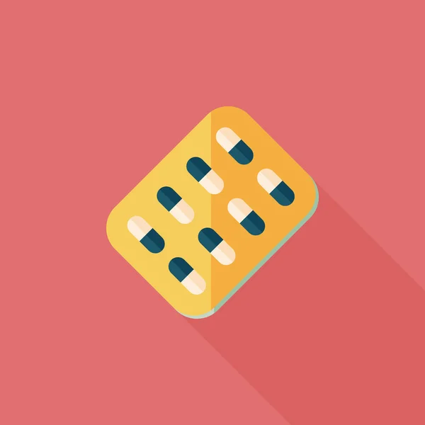 Pilules icône plate avec ombre longue — Image vectorielle