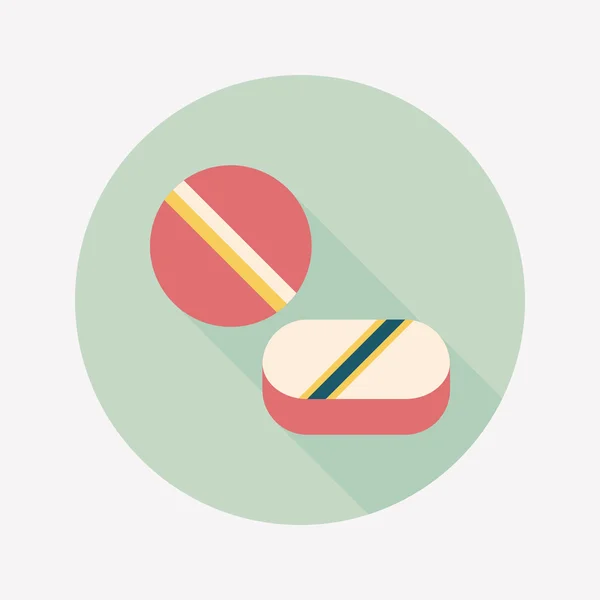 Pilules icône plate avec ombre longue — Image vectorielle