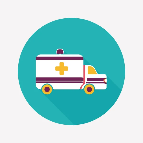 Ambulance auto platte pictogram met lange schaduw — Stockvector