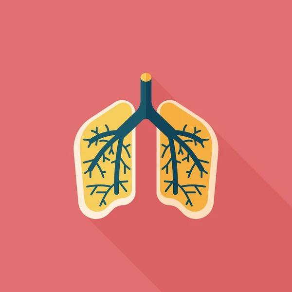 Icona piatta ai polmoni con lunga ombra — Vettoriale Stock