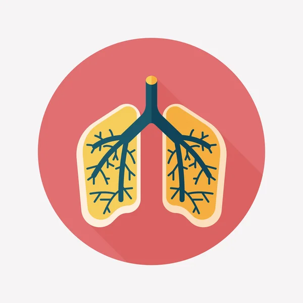 Lungs icono plano con sombra larga — Vector de stock