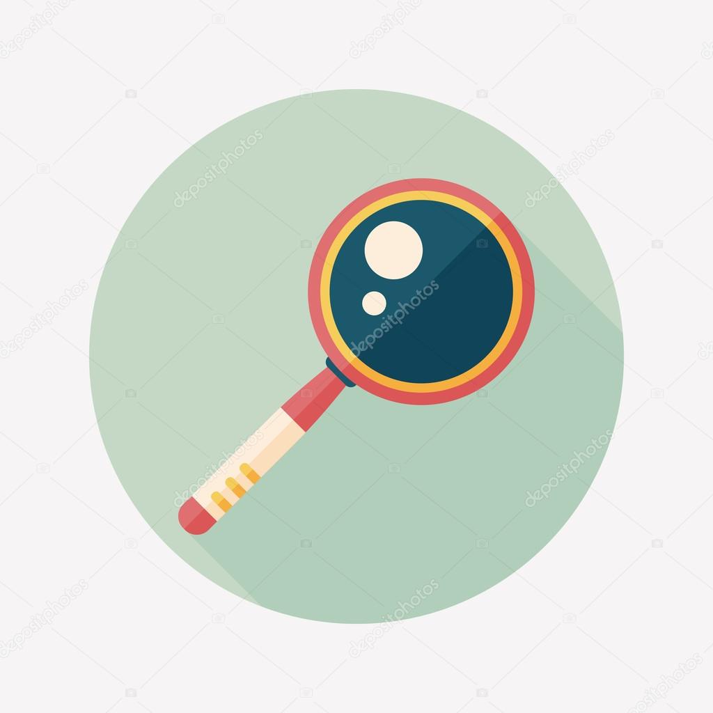 Magnifying Glass flat icon with long shadow
