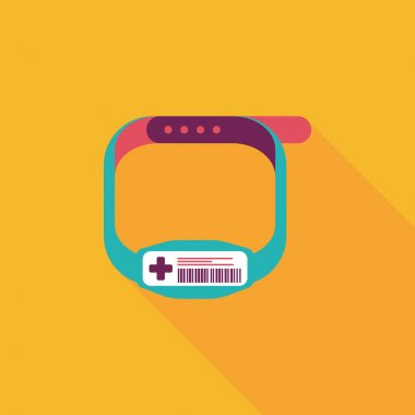 Patient ID Bracelet flat icon with long shadow