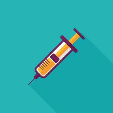 şırınga ile uzun gölge düz simgesi