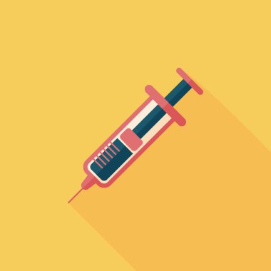 şırınga ile uzun gölge düz simgesi