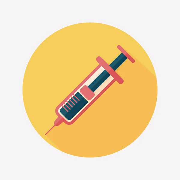 Syringe flat icon with long shadow — Stock Vector