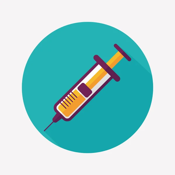 Syringe flat icon with long shadow — Stock Vector