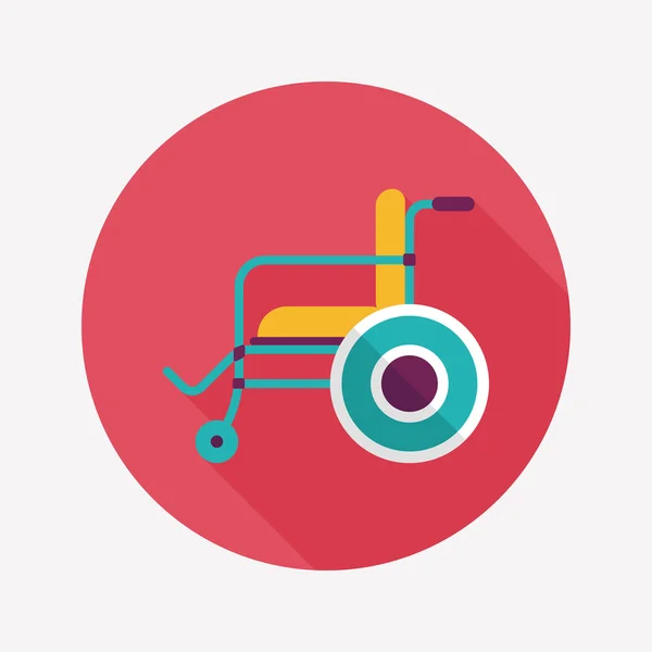 Ícone de cadeira de rodas plana com sombra longa — Vetor de Stock