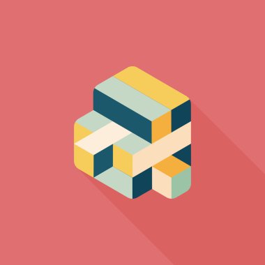 oyuncak küp düz simgesi ile uzun gölge, eps10